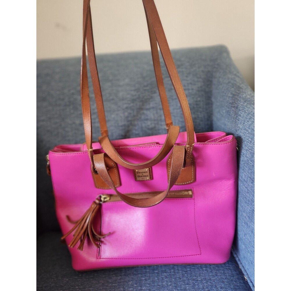 Dooney & Bourke Morgan Shopper Tote in Fuschia w/ Extra Pouch